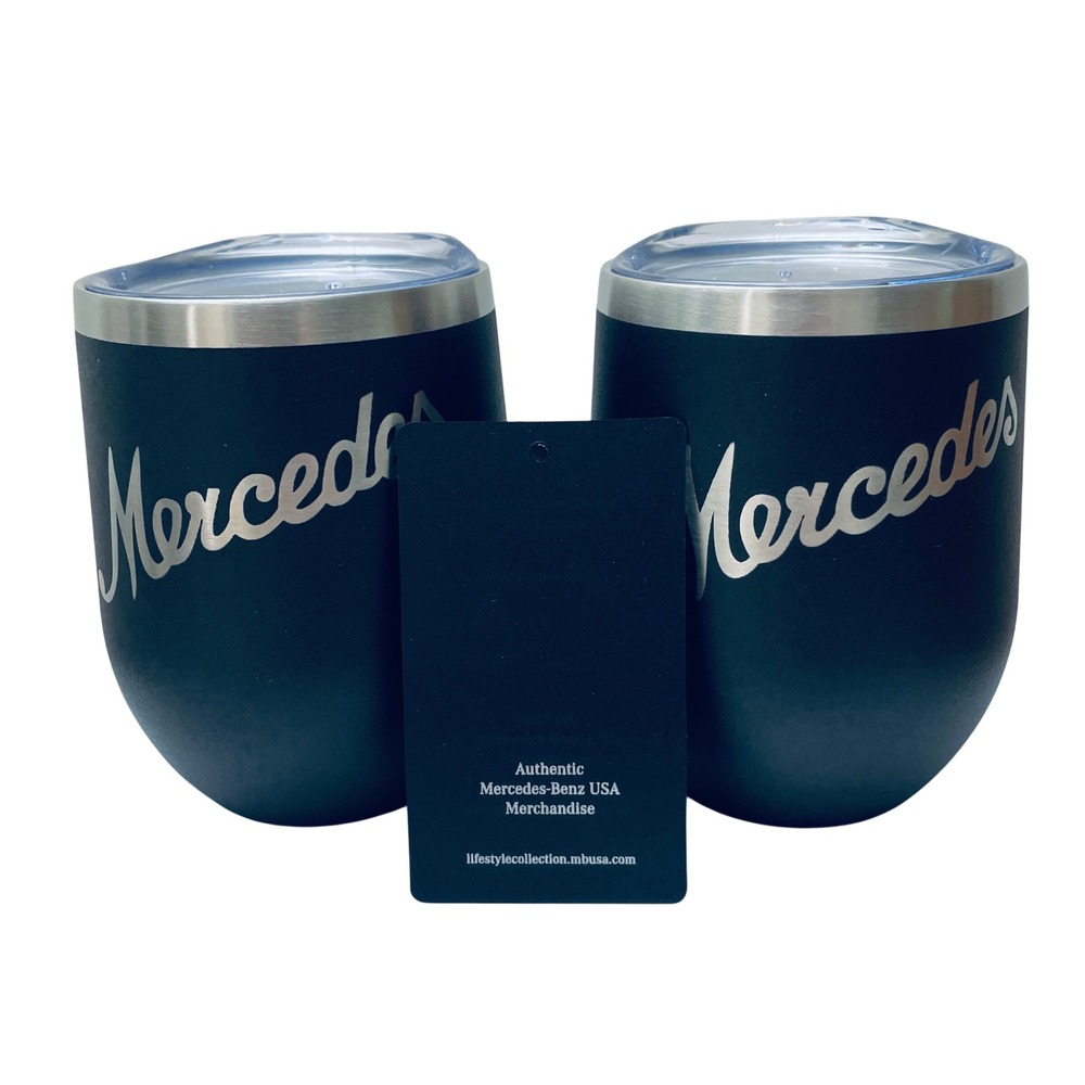 Mercedes-Benz 12oz Insulated Wine Tumbler Set of 2 Matte Black Stainless Steel